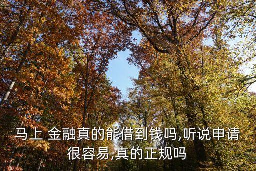 馬上 金融真的能借到錢嗎,聽說(shuō)申請(qǐng)很容易,真的正規(guī)嗎