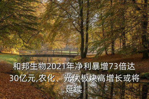 和邦生物2021年凈利暴增73倍達30億元,農(nóng)化、光伏板塊高增長或?qū)⒀永m(xù)
