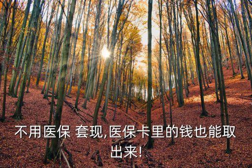 不用醫(yī)保 套現,醫(yī)?？ɡ锏腻X也能取出來!