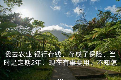 我去農(nóng)業(yè) 銀行存錢、存成了保險、當(dāng)時是定期2年、現(xiàn)在有事要用、不知怎...