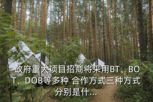  政府重大項目招商將采用BT、BOT、DOB等多種 合作方式三種方式分別是什...
