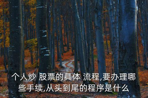 個人炒 股票的具體 流程,要辦理哪些手續(xù),從頭到尾的程序是什么