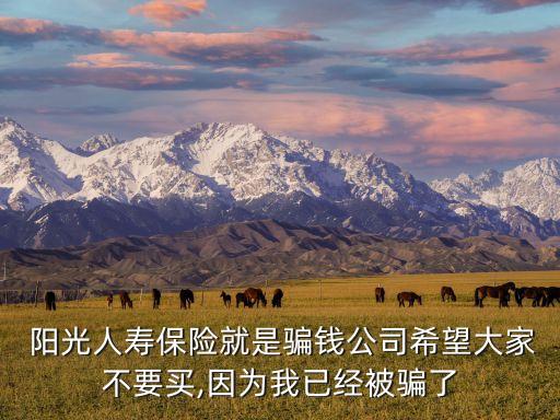  陽光人壽保險就是騙錢公司希望大家不要買,因?yàn)槲乙呀?jīng)被騙了