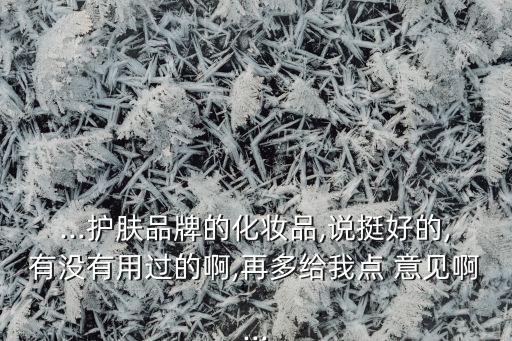 ...護(hù)膚品牌的化妝品,說(shuō)挺好的,有沒(méi)有用過(guò)的啊,再多給我點(diǎn) 意見啊...