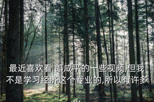 最近喜歡看 郎咸平的一些視頻,但我不是學(xué)習(xí)經(jīng)濟(jì)這個(gè)專(zhuān)業(yè)的,所以有許多...