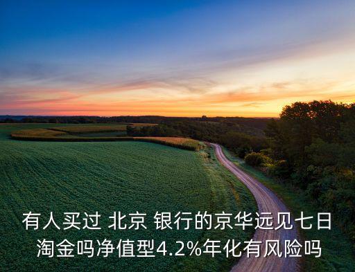 有人買(mǎi)過(guò) 北京 銀行的京華遠(yuǎn)見(jiàn)七日 淘金嗎凈值型4.2%年化有風(fēng)險(xiǎn)嗎