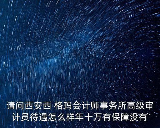 請(qǐng)問西安西 格瑪會(huì)計(jì)師事務(wù)所高級(jí)審計(jì)員待遇怎么樣年十萬(wàn)有保障沒有