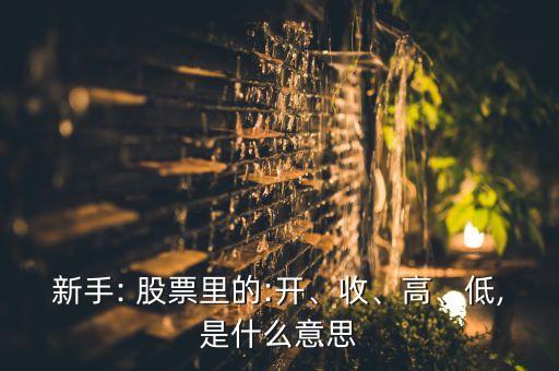 新手: 股票里的:開、收、高、低,是什么意思