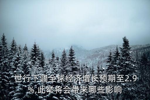  世行下調(diào)全球經(jīng)濟增長預期至2.9%,此舉將會帶來哪些影響