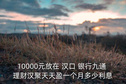 10000元放在 漢口 銀行九通 理財(cái)漢聚天天盈一個月多少利息