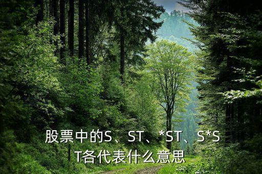  股票中的S、ST、*ST、S*ST各代表什么意思