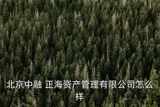 北京中融 正海資產管理有限公司怎么樣