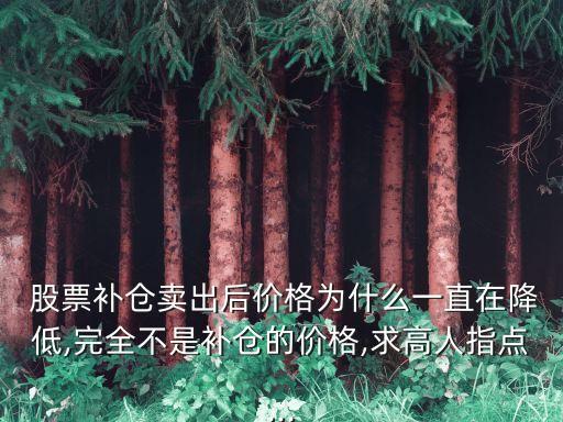  股票補倉賣出后價格為什么一直在降低,完全不是補倉的價格,求高人指點...