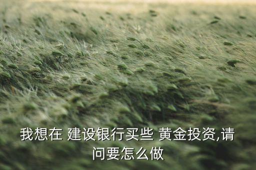 我想在 建設(shè)銀行買些 黃金投資,請(qǐng)問要怎么做